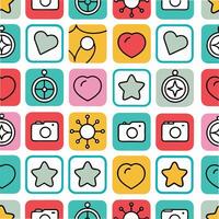seamless pattern with icons and symbols vector