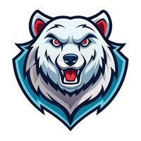 the head of a polar bear with red eyes vector