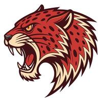 the head of a jaguar is shown with its mouth open vector