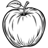 an apple is drawn in black and white on a white background vector