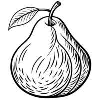 a black and white drawing of a pear vector