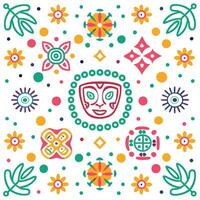 a colorful pattern with a tribal design vector