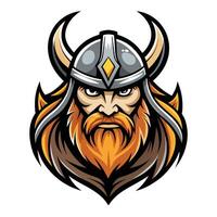 a viking head with horns and a beard vector