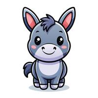 a cartoon donkey with big eyes and a smile vector