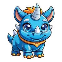 cartoon blue unicorn with horns and a horn on its head vector