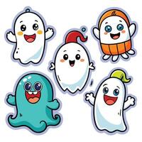 cute cartoon ghosts set of four characters vector
