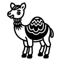 a black and white drawing of a camel vector