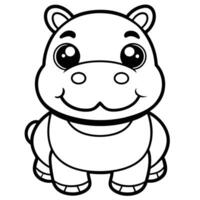 a cartoon hippo sitting on the ground coloring page vector