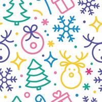christmas seamless pattern with snowflakes, reindeer, and other symbols vector