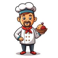 chef holding a bowl of ice cream vector