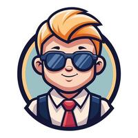 a cartoon character with sunglasses and tie vector