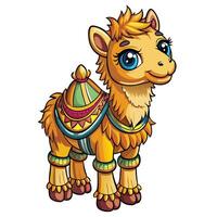 a cartoon camel with a colorful outfit vector
