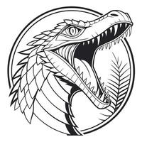 a dinosaur head with a black and white outline vector