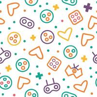 a colorful pattern with game controllers and other items vector