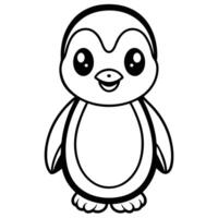 penguin coloring pages for kids vector