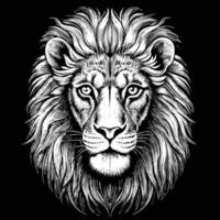 lion head in a black and white drawing style vector
