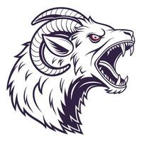 the head of a ram with its mouth open vector