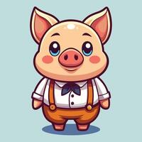 a cartoon pig wearing a shirt and tie vector
