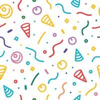 a colorful party background with confetti and ice cream cones vector