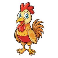 cartoon chicken with red and white feathers vector