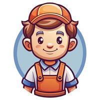 a cartoon character wearing an overalls and cap vector