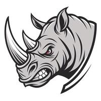 an angry rhino head with red eyes vector