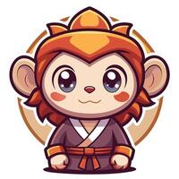 a cartoon monkey in a kimono vector