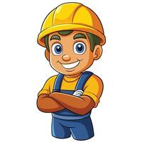 cartoon construction worker with arms crossed vector