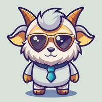 goat wearing sunglasses and tie with a tie vector