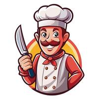 chef with knife illustration vector
