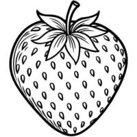 a strawberry is drawn in black and white on a white background vector