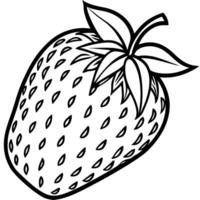 a strawberry is shown in black and white vector