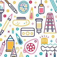art supplies and tools in a seamless pattern vector