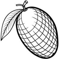 a black and white drawing of a mango vector