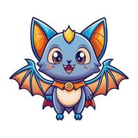 a cartoon bat with orange and blue wings vector