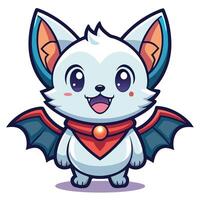 a cartoon bat character with a red cape vector