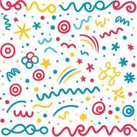 a colorful pattern with various shapes and lines vector
