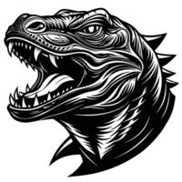 an illustration of a dinosaur head with its mouth open vector