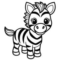 a zebra is standing in a black and white coloring page vector