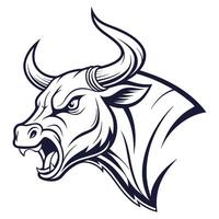 an angry bull head with horns on a white background vector