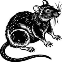 a black and white rat on a white background vector