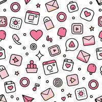 a seamless pattern with pink and white icons vector