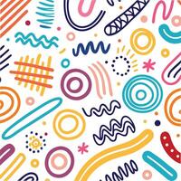 seamless pattern with colorful doodles and shapes vector