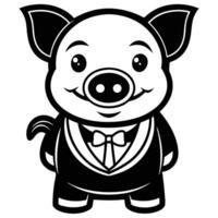 a cartoon pig wearing a tuxedo and bow tie vector