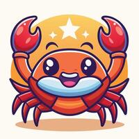 a cartoon crab with a star on its head vector