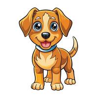 cartoon dog with blue collar standing on white background vector
