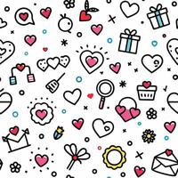 seamless valentine's day pattern with hearts and other symbols vector