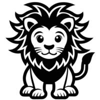 a cartoon lion with a long mane on a white background vector