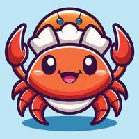 a cartoon crab with a hat on its head vector