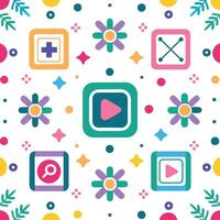 a colorful square with various icons and symbols vector